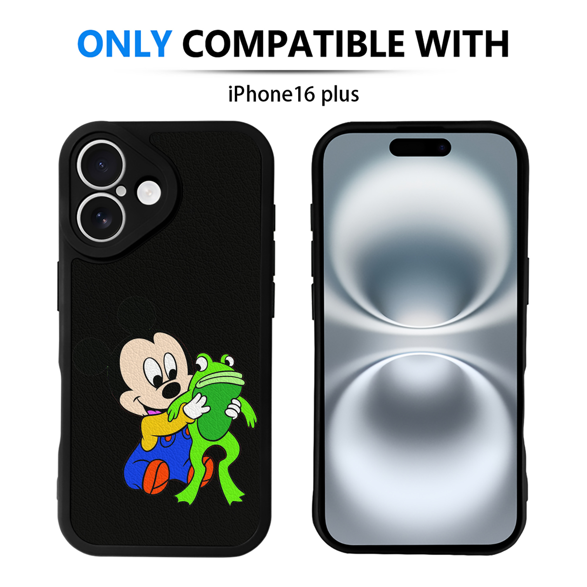 （画像用） ミッキーマウス Mickey Mouse 【iPhone 16シリーズ対応】シリコンスマホケース（レザー調） 材質：シリコン